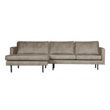 BePureHome Rodeo bank met chaise longue links - Elephant Skin