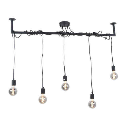 Hanglamp Bar 5-lichts Zwart 120cm