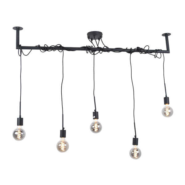 Hanglamp Bar 5-lichts Zwart 120cm