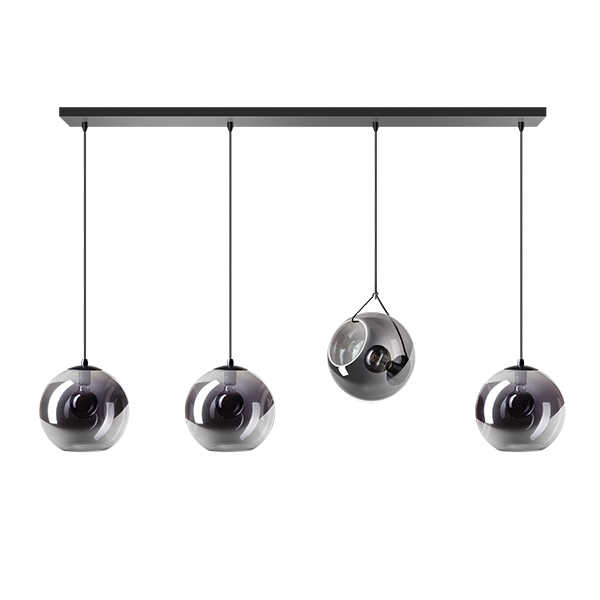 Hanglamp balk Orb 4-lichts - Smoke glas