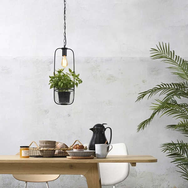 Hanglamp met planthouder Florence - Zwart