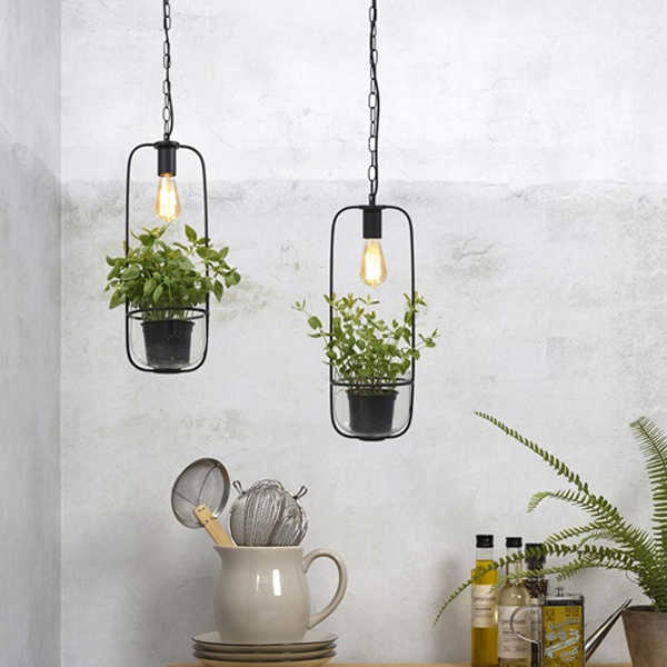 Hanglamp met planthouder Florence - Zwart