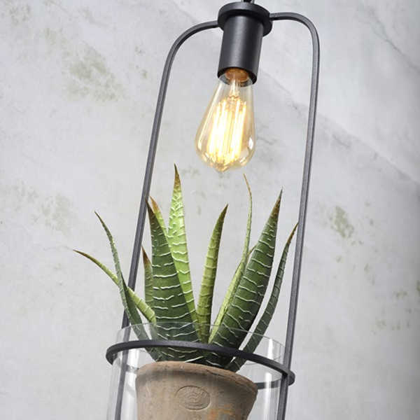 Hanglamp met planthouder Florence - Zwart