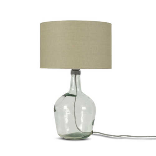 Tafellamp Murano glas + eco linnen kap - Dark Linen