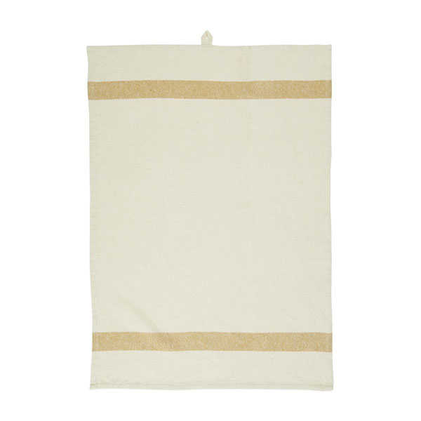IB Laursen Theedoek Naturel met mustard streep
