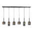 Hanglamp Diverso 6-lichts glas Smoke - Mat zwart