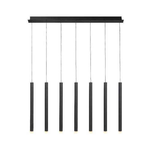Hanglamp Tubes 7-lichts balk - Mat zwart