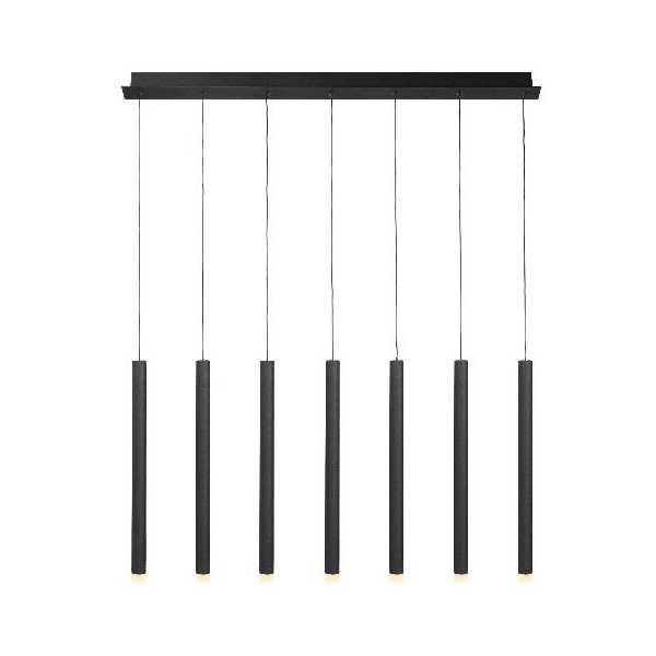Hanglamp Tubes 7-lichts balk - Mat zwart