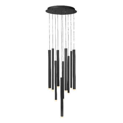 Hanglamp Tubes 10-lichts rond - Mat zwart