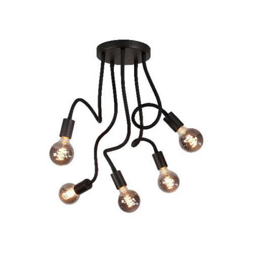 Plafondlamp 5-lichts Flex - Mat zwart
