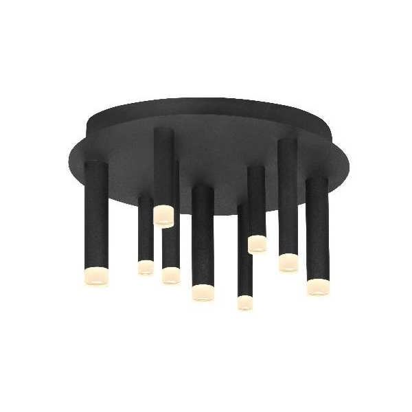 Plafondlamp Tubes 9-lichts rond 45cm - Mat zwart