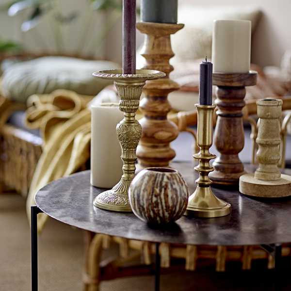 Bloomingville Theelichthouder kokosnoot 9cm - Bruin