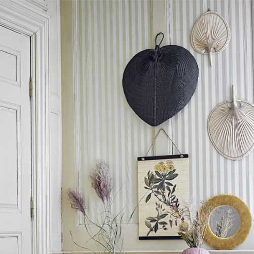 Bloomingville Wanddecoratie Bamboo hart 65cm - Zwart