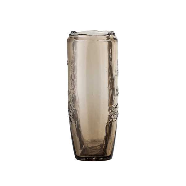 Bloomingville Glazen vaas met boom print - Bruin