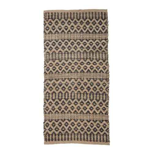 Bloomingville Vloerkleed jute met astec print 140x70cm - Naturel/Zwart