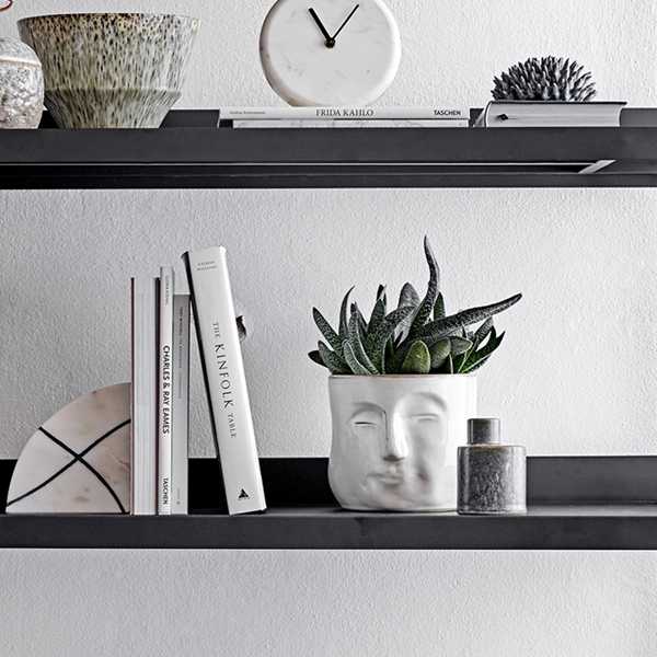 Bloomingville Kaarsenhouder keramiek 7,5x7,5x10,5cm - Divers blauw/groen