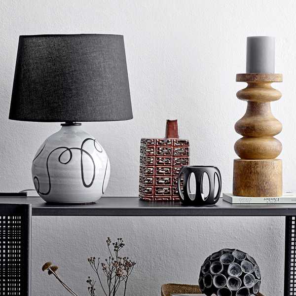 Bloomingville Theelichthouder Votive keramiek 12x12x9,5cm - Zwart