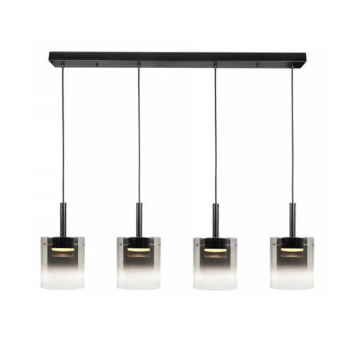 Hanglamp Salerno 4-lichts balk LED - Mat zwart