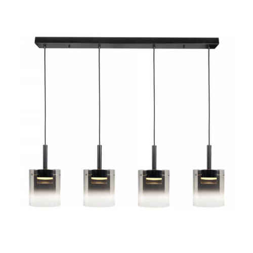 Hanglamp Salerno 4-lichts balk LED - Mat zwart