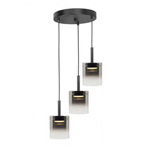 Hanglamp Salerno 3-lichts rond LED - Mat Zwart