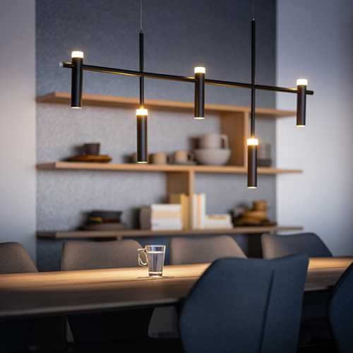 Hanglamp Jack balk 120cm 5-lichts LED dimbaar - Zwart