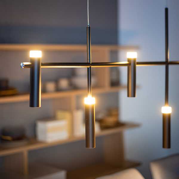 Hanglamp Jack balk 120cm 5-lichts LED dimbaar - Zwart