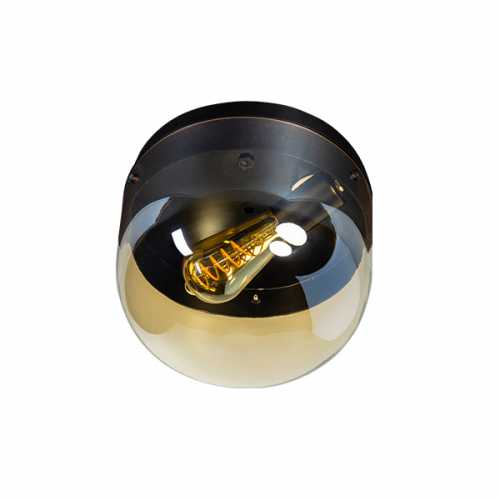 Plafondlamp Dopp - Zwart met amber glas
