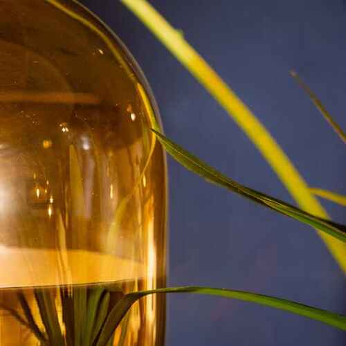 Plafondlamp Dopp - Zwart met amber glas