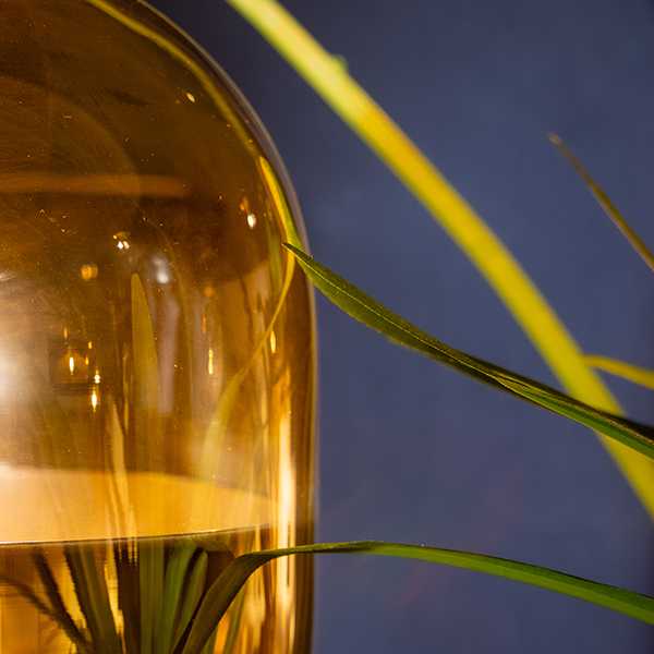 Plafondlamp Dopp - Zwart met amber glas