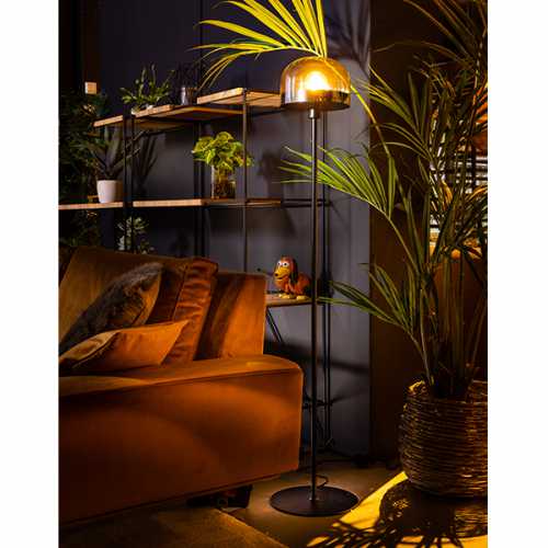 Vloerlamp Dopp - Zwart met amber glas