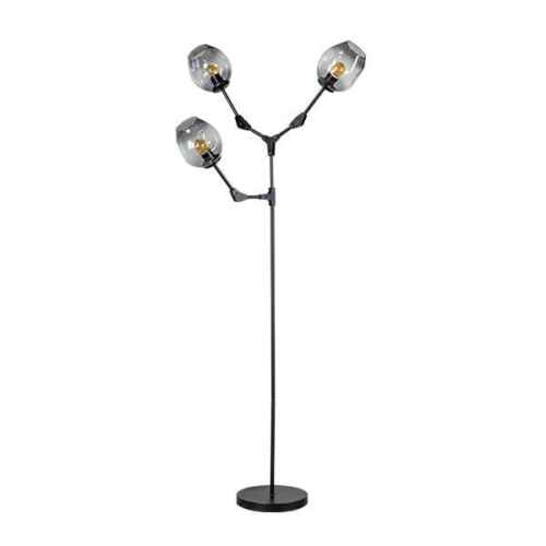 Vloerlamp Lime 3-lichts - Zwart met smoke glas