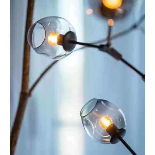 Vloerlamp Lime 3-lichts - Zwart met smoke glas