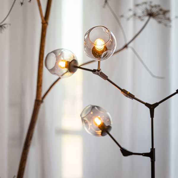 Vloerlamp Lime 5-lichts - Zwart met smoke glas