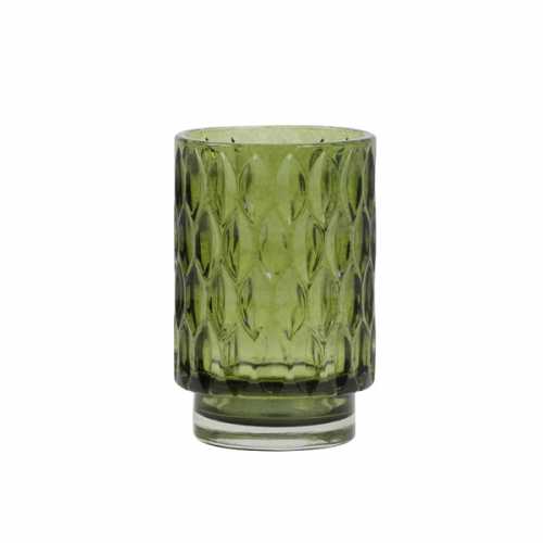 Theelicht glas 9x13cm GRACE - Olijf groen