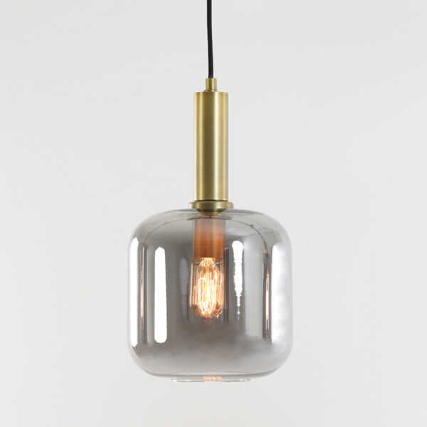 Hanglamp 16x26cm LEKAR - Antiek Brons/Smoke glas