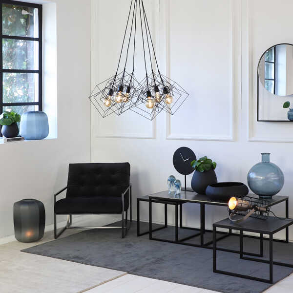 Klok op voet WAIWO 45cm - Mat Zwart/Goud