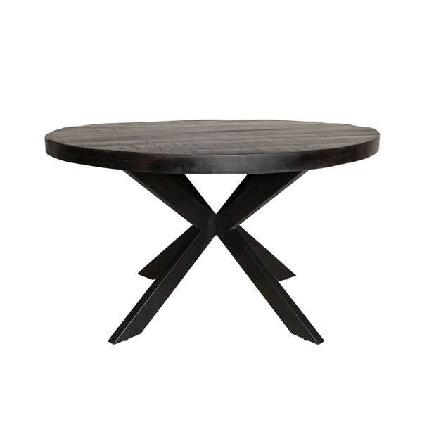 Eettafel rond Jennifer zwart met zwart onderstel - 130cm