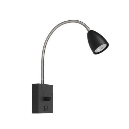 Wandlamp Malmo met USB - Zwart