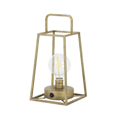 Tafellamp lantaarn LED + lamp FAUVE - Antiek Brons / Goud