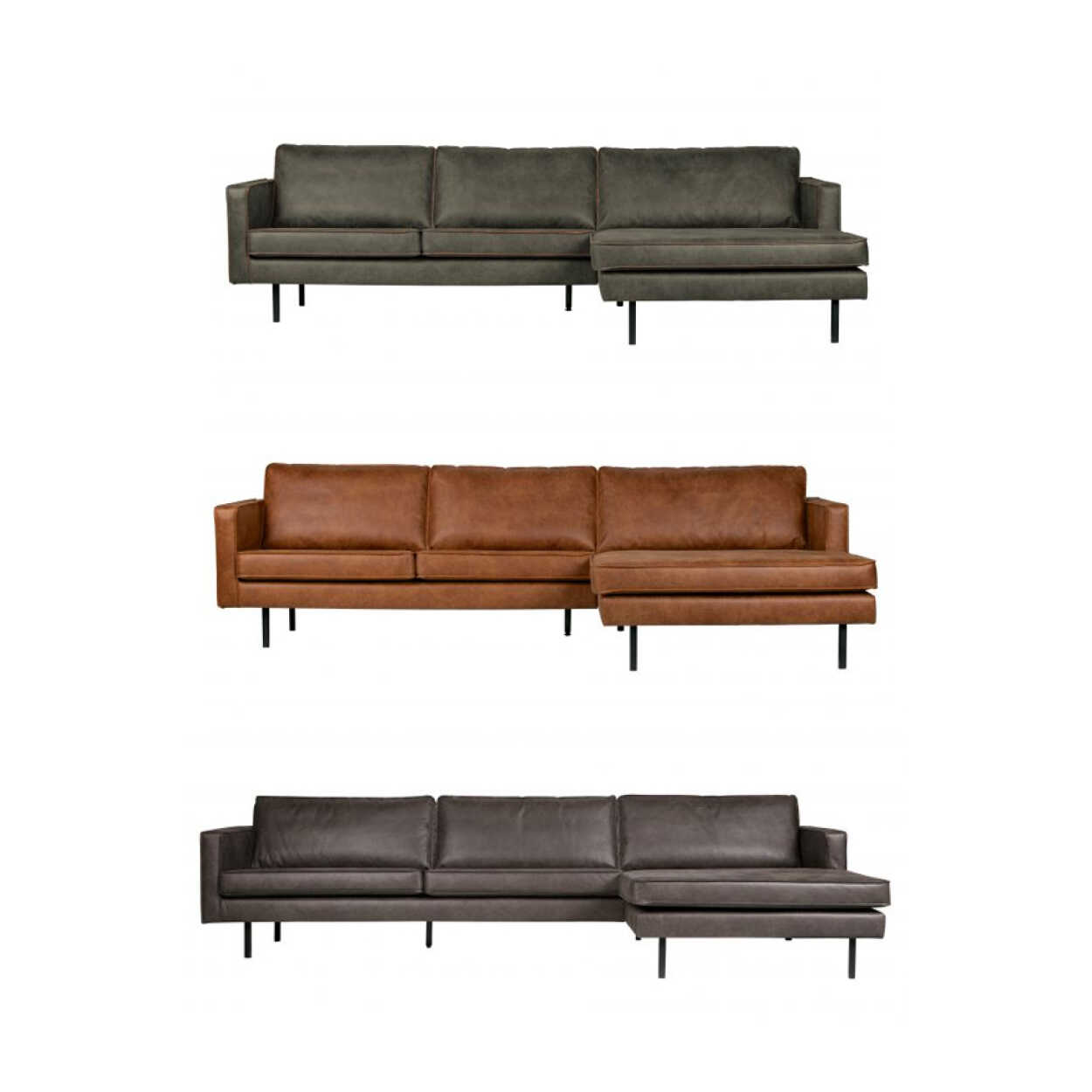 BePureHome Rodeo Bank met chaise longue Rechts - Recycle Leder (diverse kleuren) - Afbeelding 2
