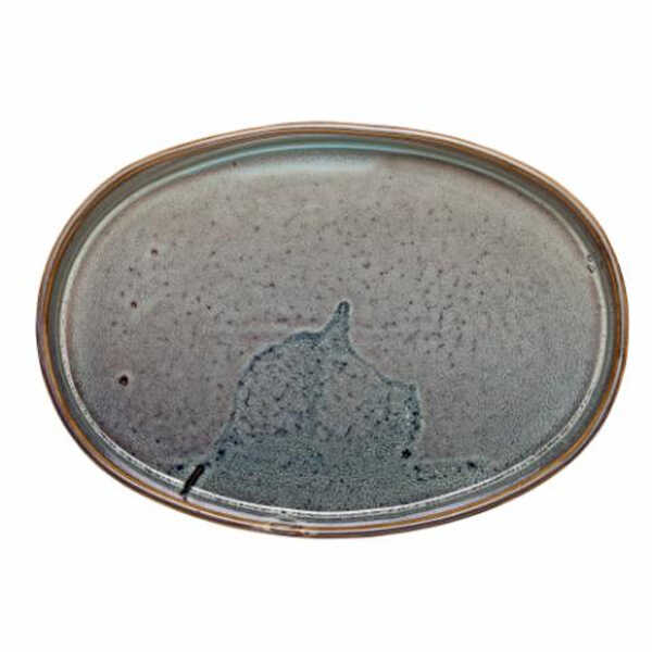 Bloomingville Karine Schaal Set Van 2 - Keramiek, Handbeschilderd, Grijs-Groen-Paars (13,5x13,5x7,5cm)