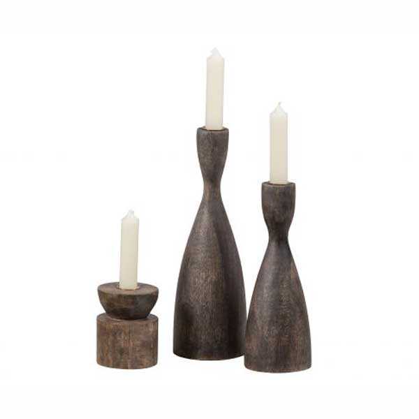 WOOOD Kandelaar Rosa 28cm Hout - Bruin OP=OP - Afbeelding 3