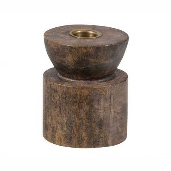 WOOOD Kandelaar Aiden 9cm Hout - Bruin OP=OP