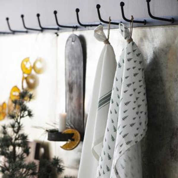 IB Laursen Theedoek Wit met groene strepen - Afbeelding 2