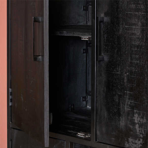 Vakkenkast Jennifer 90cm - Mangohout Staal Zwart - Afbeelding 4