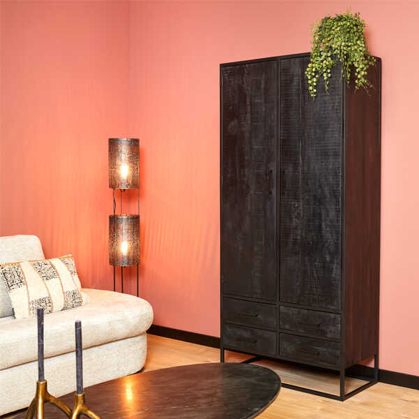 Kabinet Jennifer 90cm - Mangohout Zwart - Afbeelding 2