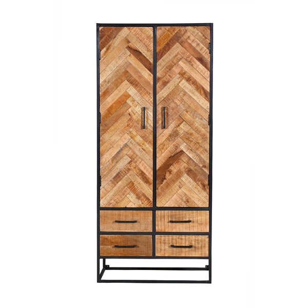 Kabinet Jerry 90cm - Visgraat Blank Mangohout