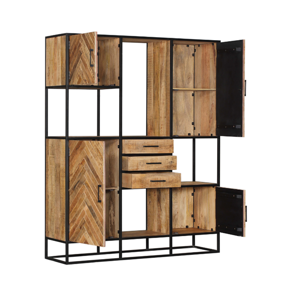 Vakkenkast Jerry 160cm - Visgraat Blank Mangohout - Afbeelding 3