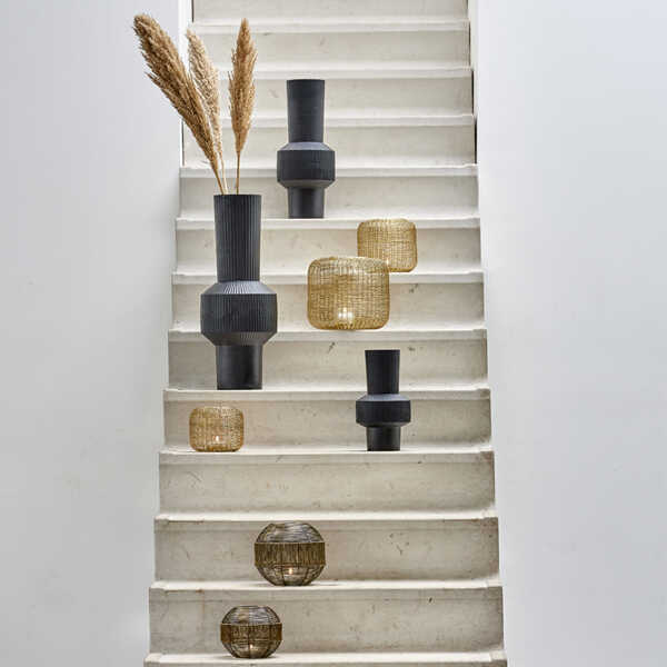 Vaas BENZO Ø23x60cm Metaal - Mat Zwart - Afbeelding 2