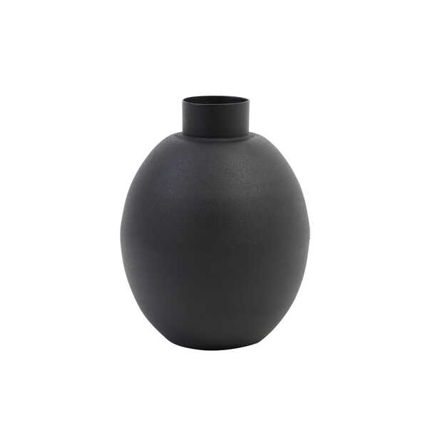 Vaas BINCO Ø12x16cm Metaal - Mat Zwart